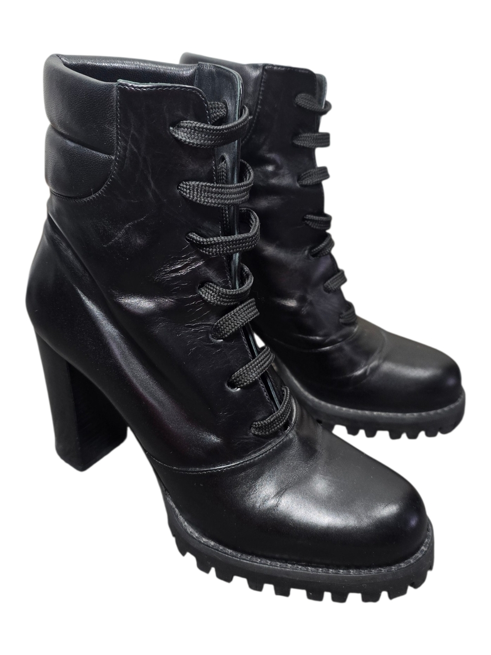 Stuart Weitzman Narrow Black Heel Combat Boots